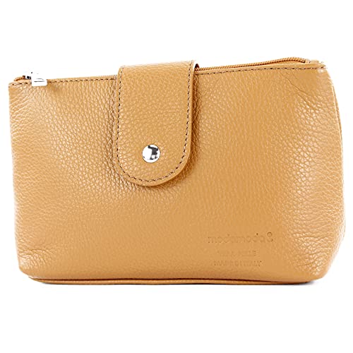 modamoda de T213 Damen Leder Kosmetiktasche Reiseetui Medium handmade in Italy, Farbe:Camel von modamoda de