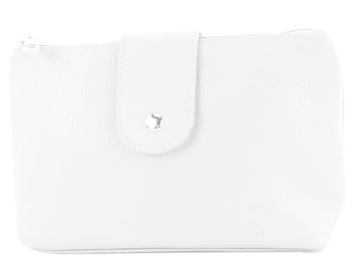 modamoda de T213 Damen Leder Kosmetiktasche Reiseetui Medium handmade in Italy, Farbe:Weiß von modamoda de