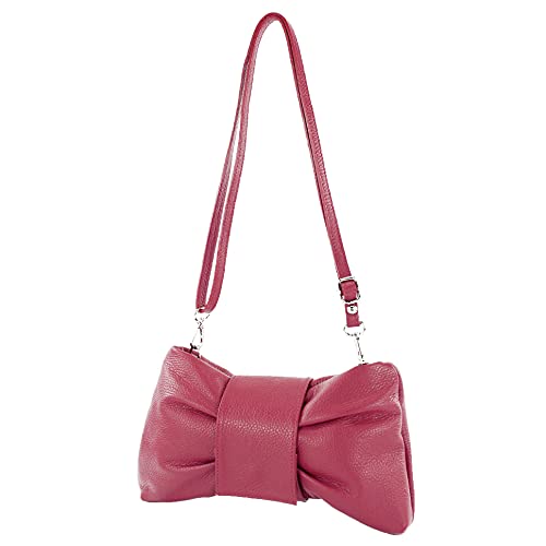 modamoda de - T214 - ital. Umhängetasche Clutch Leder Klein, Farbe:Bordeauxviolett von modamoda de