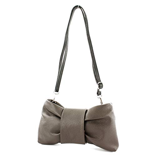 modamoda de - T214 - ital. Umhängetasche Clutch Leder Klein, Farbe:Dark Chocolate von modamoda de