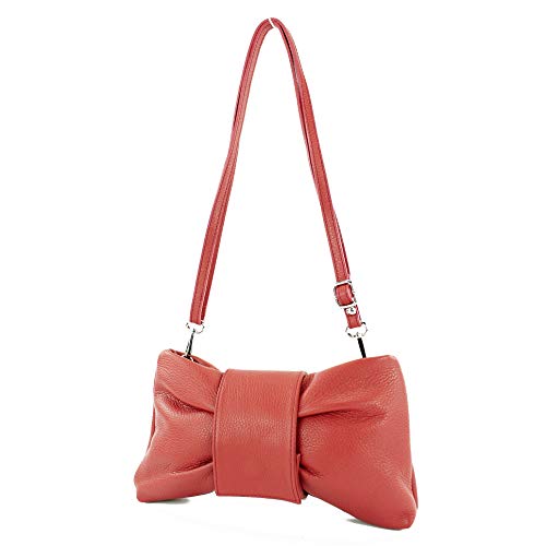 modamoda de - T214 - ital. Umhängetasche Clutch Leder Klein, Farbe:Rubinrot von modamoda de