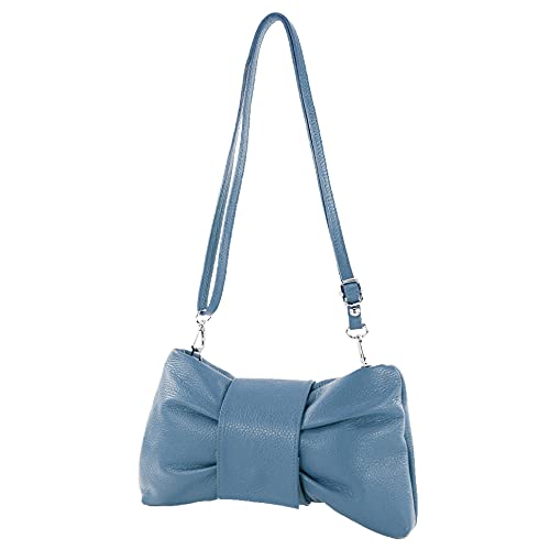 modamoda de - T214 - ital. Umhängetasche Clutch Leder Klein, Farbe:Saphirblau von modamoda de