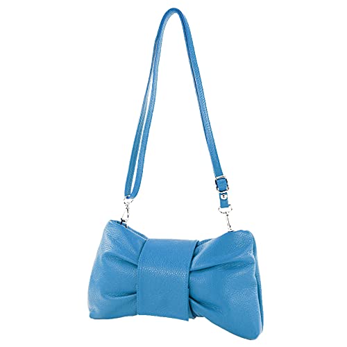 modamoda de - T214 - ital. Umhängetasche Clutch Leder Klein, Farbe:Signalblau von modamoda de