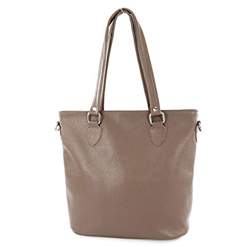 modamoda de T215 Damen Leder Schultertasche Shopper Large handmade in Italy (Graubraun) von modamoda de
