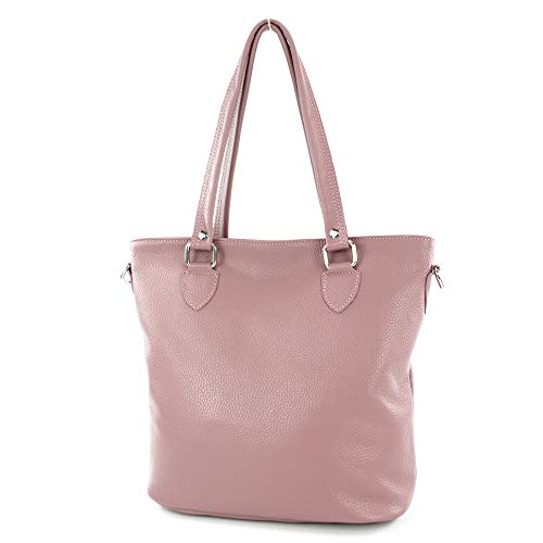 modamoda de - T215 - Italienische Ledertasche Shopper Large, Farbe:Altrosa von modamoda de