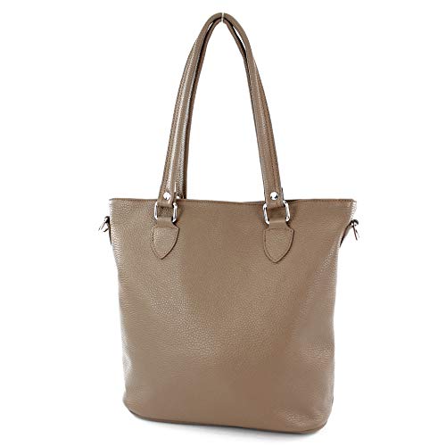 modamoda de - T215 - Italienische Ledertasche Shopper Large, Farbe:Blassbraun von modamoda de