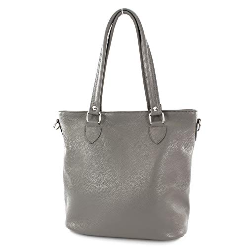 modamoda de - T215 - Italienische Ledertasche Shopper Large, Farbe:Graphitgrau von modamoda de