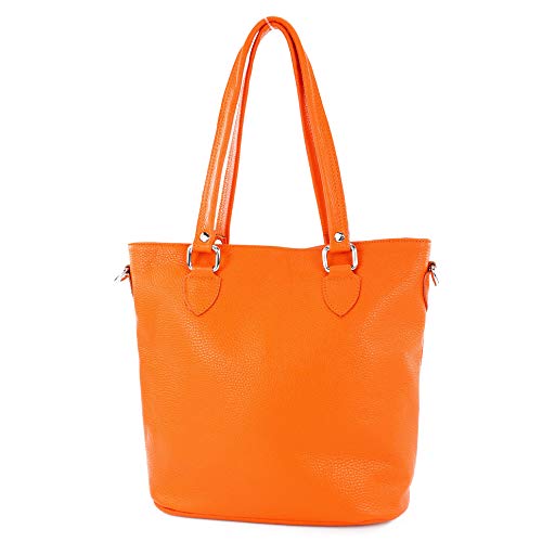 modamoda de - T215 - Italienische Ledertasche Shopper Large, Farbe:Orange von modamoda de