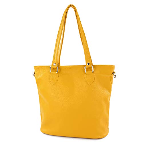 modamoda de - T215 - Italienische Ledertasche Shopper Large, Farbe:Sonnengelb von modamoda de