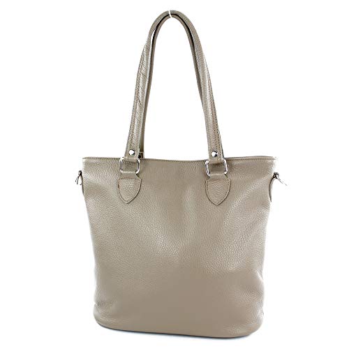 modamoda de - T215 - Italienische Ledertasche Shopper Large, Farbe:Taupe von modamoda de