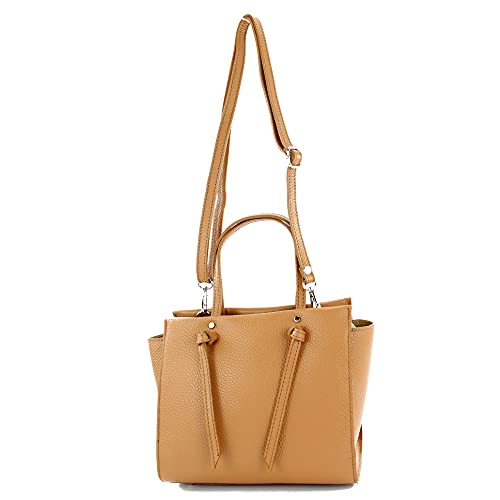 modamoda de T219 Damen Leder Henkeltasche Handtasche Schultertasche handmade in Italy, Farbe:Camel von modamoda de