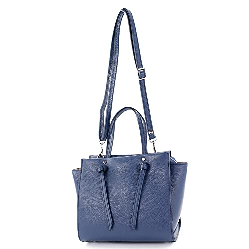 modamoda de T219 Damen Leder Henkeltasche Handtasche Schultertasche handmade in Italy, Farbe:Saphirblau von modamoda de