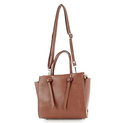 modamoda de T219 Damen Leder Henkeltasche Handtasche Schultertasche handmade in Italy, Farbe:Schokobraun von modamoda de