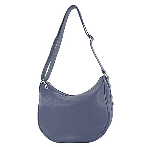 modamoda de - T222 - ital. Umhängetasche Schultertasche aus Leder, Farbe:Dunkelblau von modamoda de