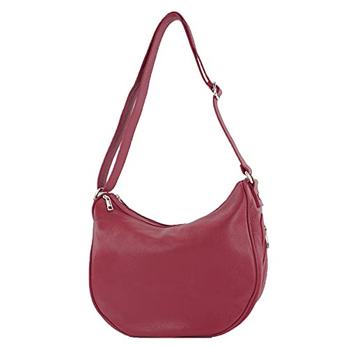 modamoda de - T222 - ital. Umhängetasche Schultertasche aus Leder, Farbe:Dunkelrot von modamoda de