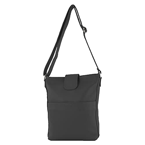 modamoda de - T224 - ital. Umhängetasche Schultertasche Medium aus Leder, Farbe:Schwarz von modamoda de