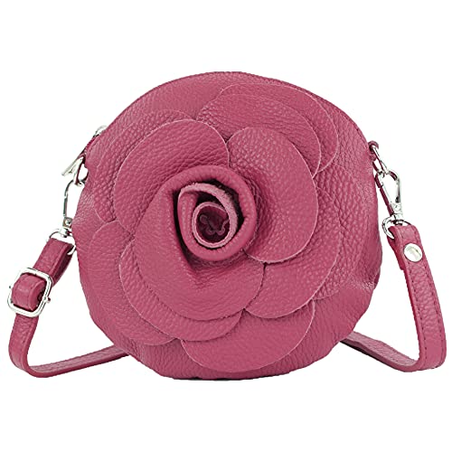 modamoda de T225 Damen Leder Umhängetasche Abendtasche Clutch Blüte Klein handmade in Italy, Farbe:Bordeauxviolett von modamoda de