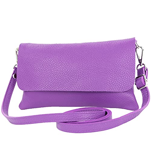 modamoda de - T226 - ital. Leder Clutch Umhängetasche Klein Small, Farbe:Purple von modamoda de