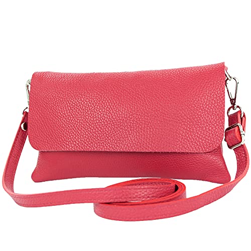 modamoda de - T226 - ital. Leder Clutch Umhängetasche Klein Small, Farbe:Rubinrot von modamoda de