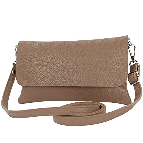 modamoda de - T226 - ital. Leder Clutch Umhängetasche Klein Small, Farbe:Terrabraun von modamoda de