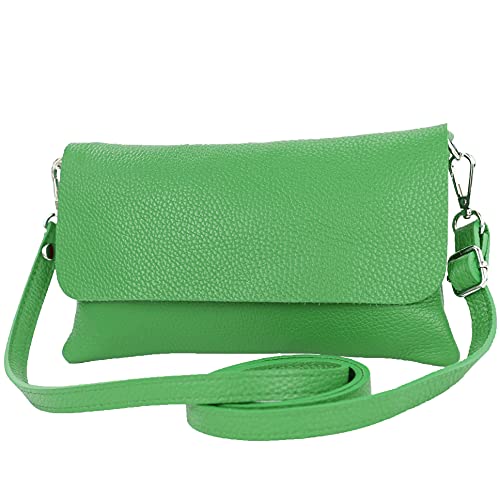 modamoda de - T226 - ital. Leder Clutch Umhängetasche Klein Small, Farbe:Blattgrün von modamoda de