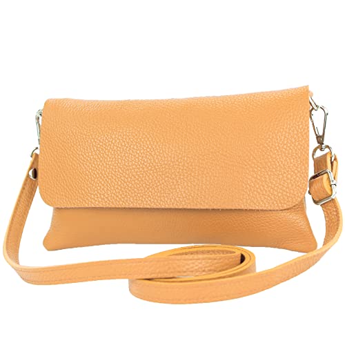 modamoda de - T226 - ital. Leder Clutch Umhängetasche Klein Small, Farbe:Camel von modamoda de