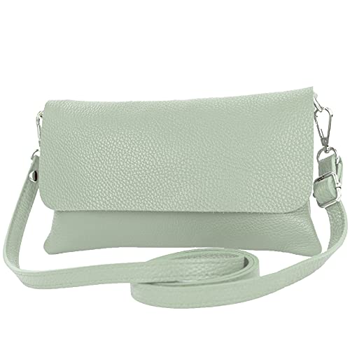 modamoda de - T226 - ital. Leder Clutch Umhängetasche Klein Small, Farbe:Graugrün von modamoda de