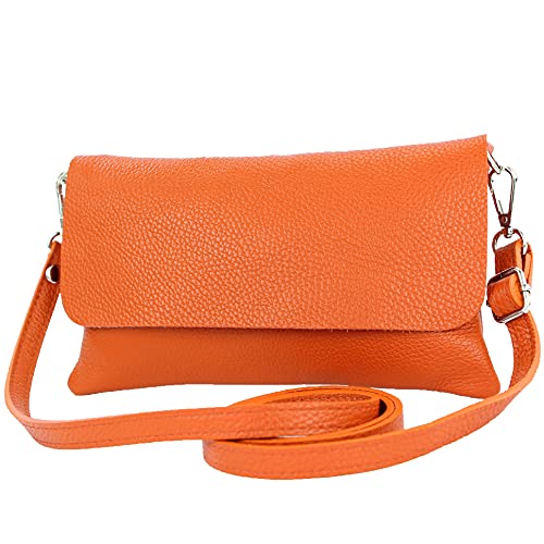 modamoda de - T226 - ital. Leder Clutch Umhängetasche Klein Small, Farbe:Orange von modamoda de