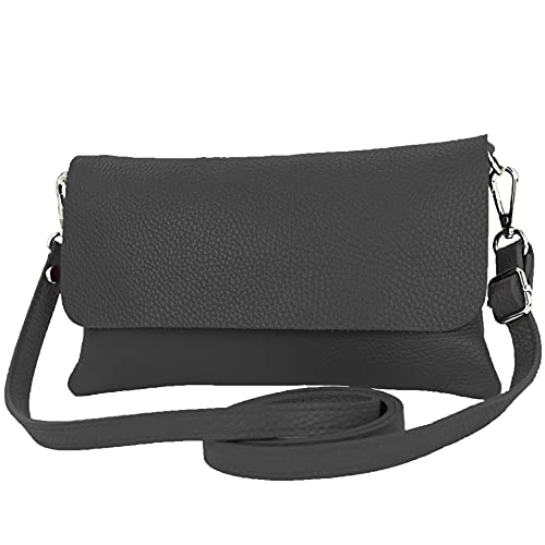 modamoda de - T226 - ital. Leder Clutch Umhängetasche Klein Small, Farbe:Schwarz von modamoda de