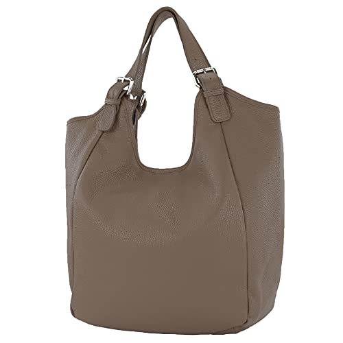 modamoda de T227 Damen Shopper Schultertasche Leder Large handmade in Italy, Farbe:Terrabraun von modamoda de