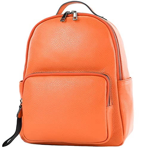 modamoda de - T234 - Damen Rucksack Tasche ital. Echtleder, Farbe:Orange von modamoda de