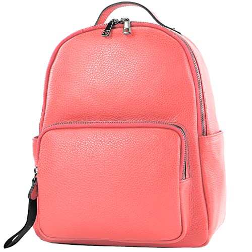 modamoda de - T234 - Damen Rucksack Tasche ital. Echtleder, Farbe:Bubble Gum von modamoda de