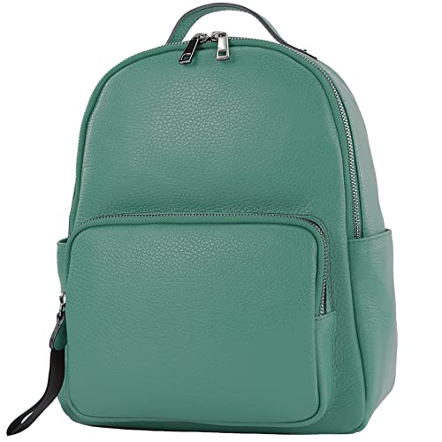 modamoda de - T234 - Damen Rucksack Tasche ital. Echtleder, Farbe:Petrol von modamoda de