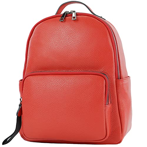 modamoda de - T234 - Damen Rucksack Tasche ital. Echtleder, Farbe:Rubinrot von modamoda de