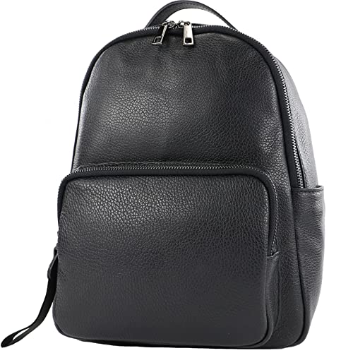 modamoda de - T234 - Damen Rucksack Tasche ital. Echtleder, Farbe:Schwarz von modamoda de