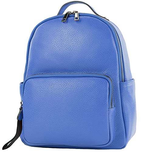 modamoda de - T234 - Damen Rucksack Tasche ital. Echtleder, Farbe:Signalblau von modamoda de