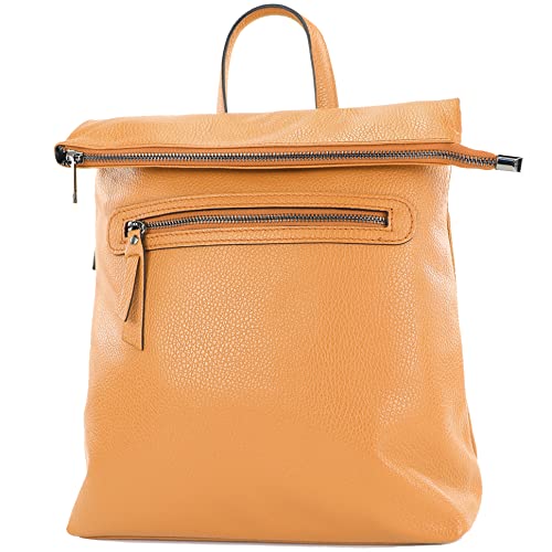 modamoda de - T235 - Damen Rucksack Tasche ital. Echtleder, Farbe:Camel von modamoda de