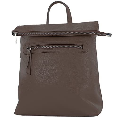modamoda de - T235 - Damen Rucksack Tasche ital. Echtleder, Farbe:Dark Chocolate von modamoda de