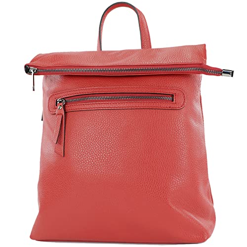 modamoda de - T235 - Damen Rucksack Tasche ital. Echtleder, Farbe:Rubinrot von modamoda de