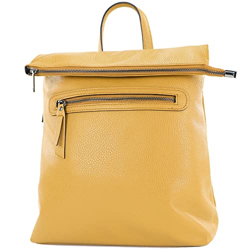 modamoda de - T235 - Damen Rucksack Tasche ital. Echtleder, Farbe:Senfgelb von modamoda de