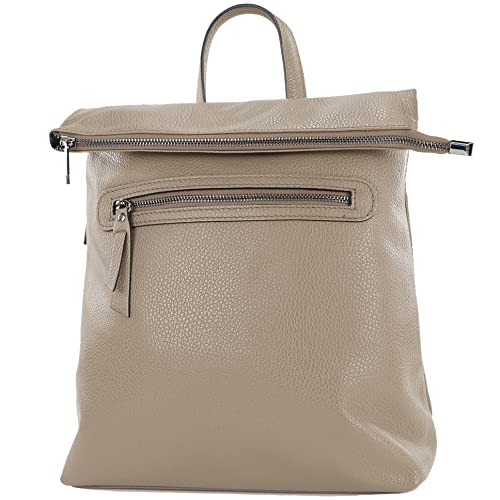 modamoda de - T235 - Damen Rucksack Tasche ital. Echtleder, Farbe:Taupe von modamoda de