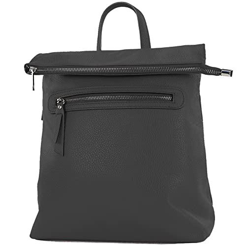 modamoda de - T235 - Damen Rucksack Tasche ital. Echtleder, Farbe:Schwarz von modamoda de