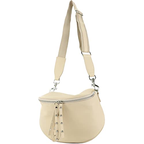 modamoda de - T236 - Umhängetasche Klein Small aus ital. Leder, Farbe:Creme von modamoda de