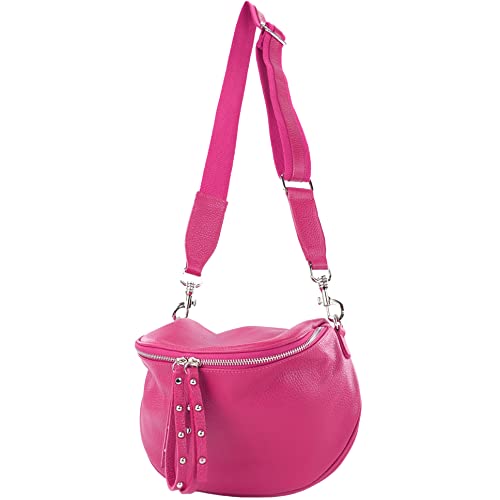 modamoda de - T236 - Umhängetasche Klein Small aus ital. Leder, Farbe:Pink von modamoda de