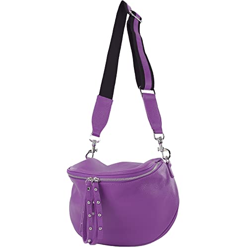 modamoda de - T236 - Umhängetasche Klein Small aus ital. Leder, Farbe:Purple von modamoda de