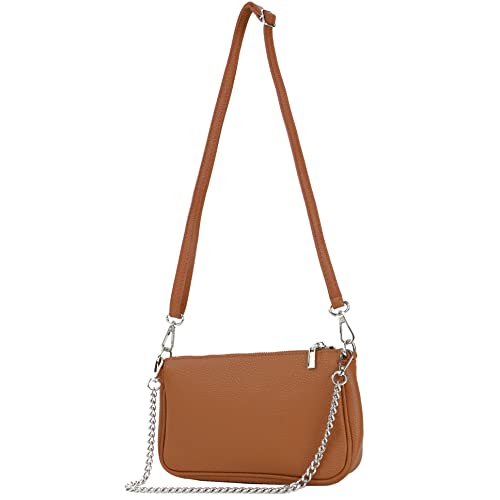 modamoda de - T237 - Umhängetasche Klein Small aus ital. Leder, Farbe:Dunkelcamel von modamoda de