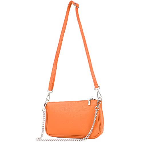 modamoda de - T237 - Umhängetasche Klein Small aus ital. Leder, Farbe:Orange von modamoda de