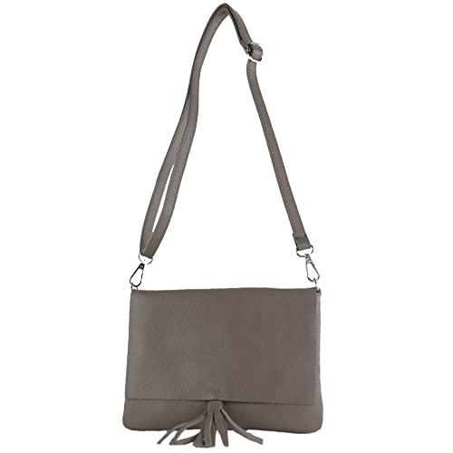 modamoda de - T242 - ital. Leder Clutch Umhängetasche Small, Farbe:Graphitgrau von modamoda de