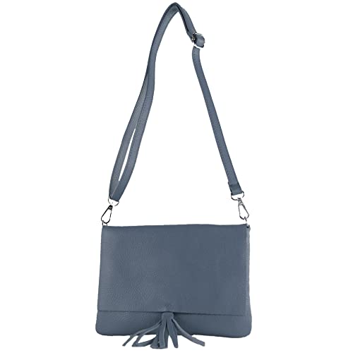 modamoda de - T242 - ital. Leder Clutch Umhängetasche Small, Farbe:Saphirblau von modamoda de