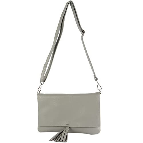 modamoda de - T242 - ital. Leder Clutch Umhängetasche Small, Farbe:Telegrau von modamoda de